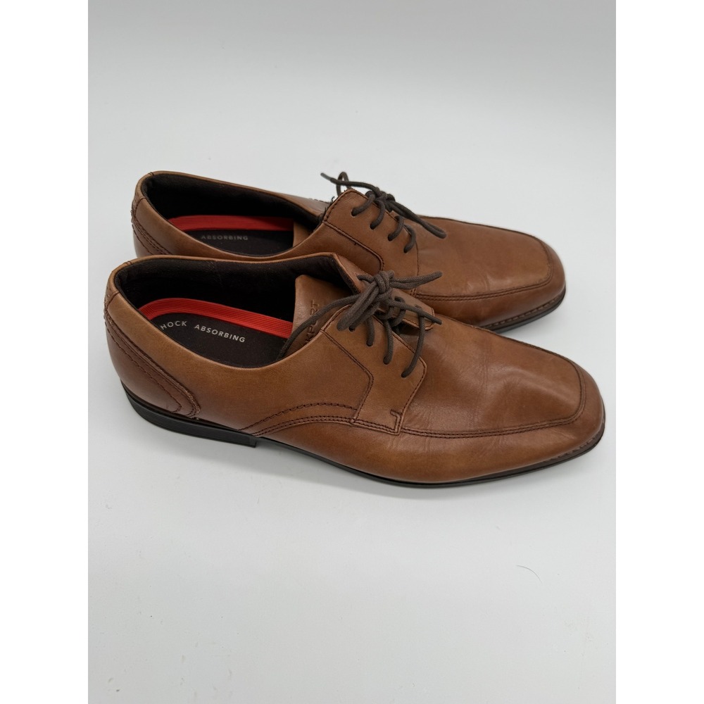 Rockport Mens Essential Details Waterproof Apron Toe Oxford Tan Leather Size 11